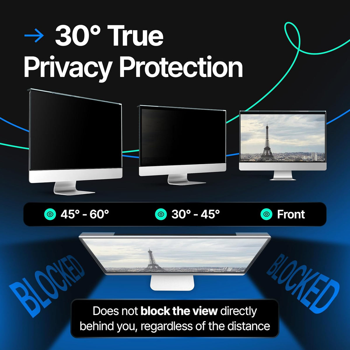 Acrylic 27 Inch Computer Privacy Screen Filter Compatible with 27 inch iMac (2012-2020) - 24.1" x 15.1" (612 x 384mm) - Monitor Frame Hanging Type