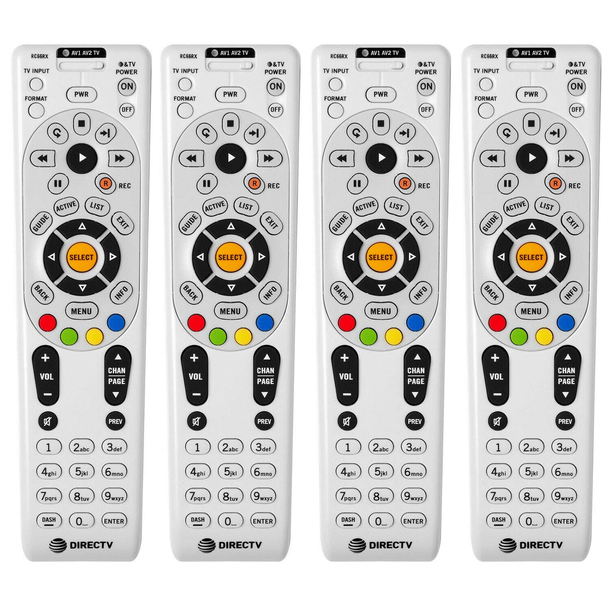 4 Pack Remote Controls DirecTV RC66RX RF (Remote Control's Replaces RC65RX)
