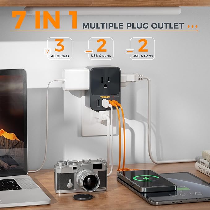 TESSAN USB C Charger Block 30W PD, 4 USB Wall Charger Fast Charging
