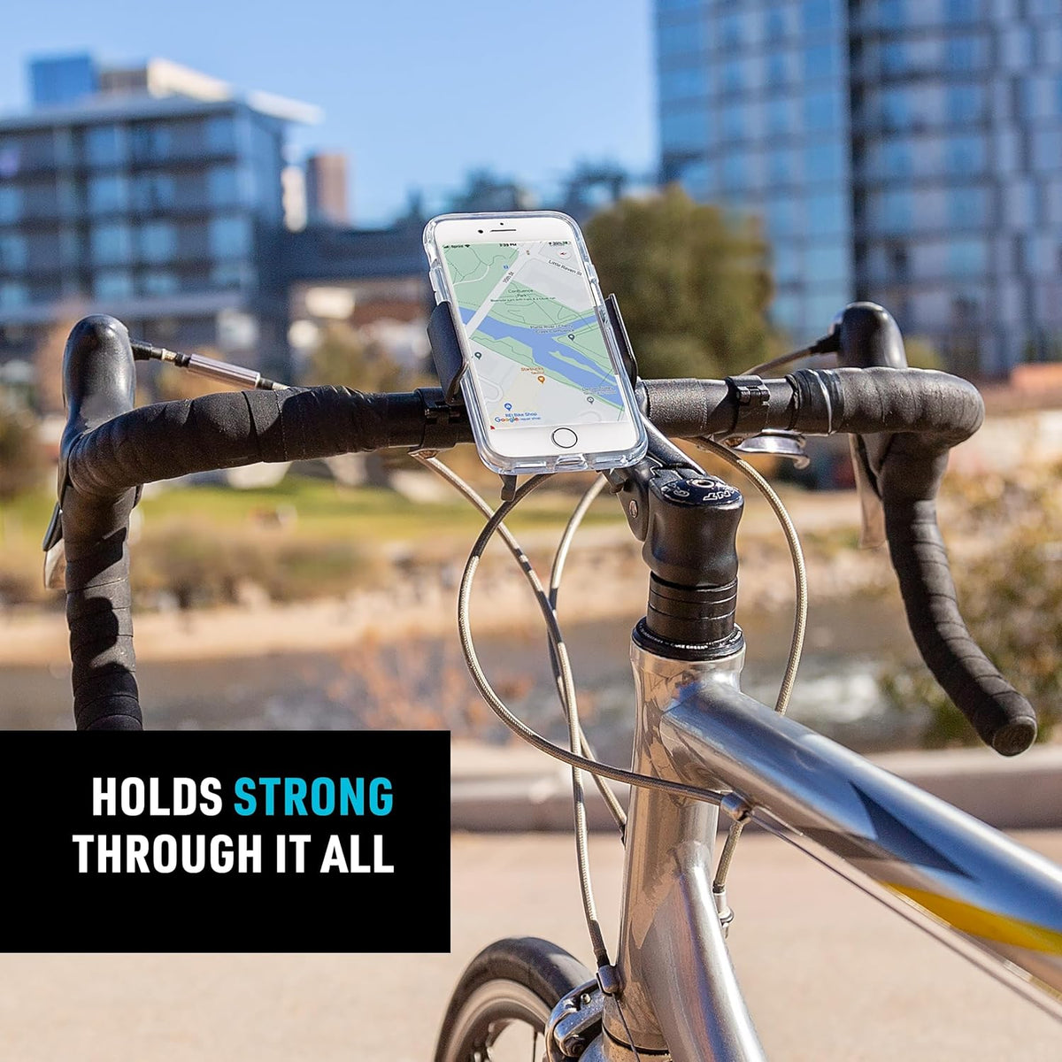 Nite Ize Squeeze Rotating Smartphone Bar Mount - Bike Mount Phone Holder for Handlebars - Phone Holster Accessories - Rotating Phone Holder with Easy-to-Squeeze Levers - Black