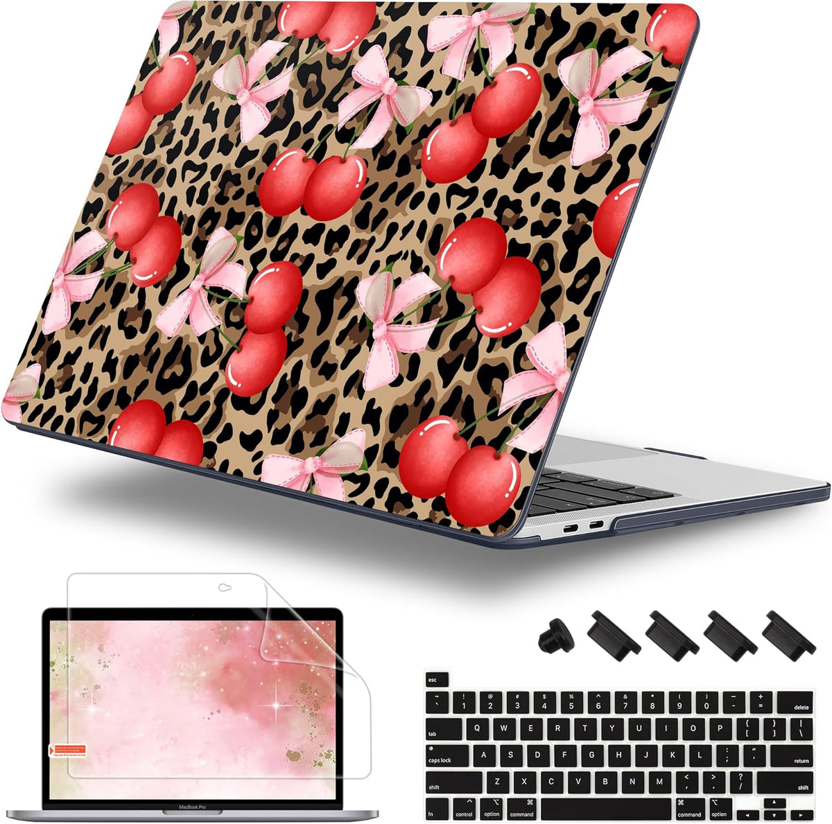 for MacBook Pro 16 inch Case 2019 2020 Release Model A2141, Plastic Hard Shell Cover with Keyboard Cover & Screen Protector for MacBook Pro 16 inch with Touch Bar & Touch ID, Leopard Cherry