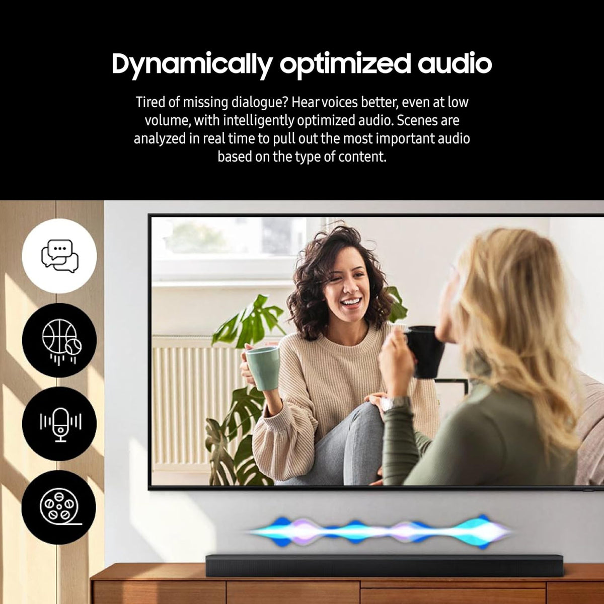 Samsung HW-B750D/ZA 5.1 ch Soundbar w/ Dolby Audio, Surround Sound expansion, Bass Boost, Adaptive Sound, DTS Virtual:X, Wireless Subwoofer, 2024