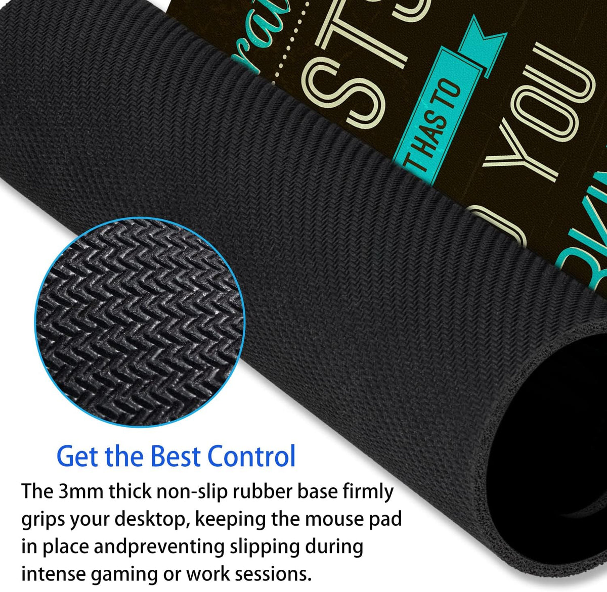 Inspirational Work Quotes Mouse Pad Personalized Design, Non-Slip Surface, Rubber Base, Small Office Desk Pad for Computers and Laptops