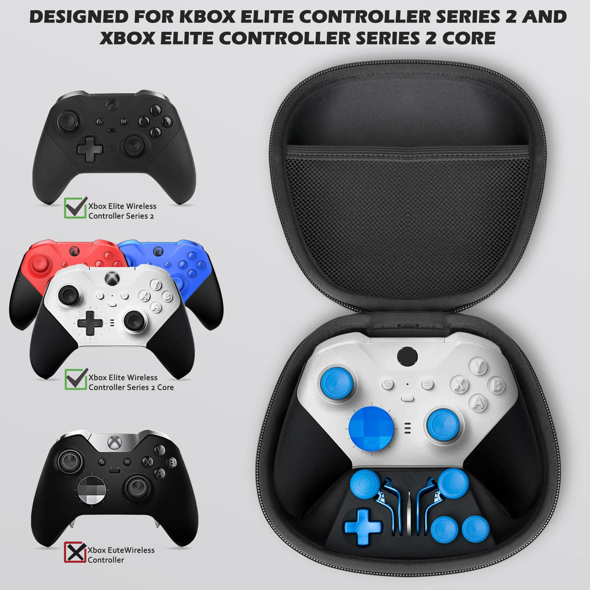 Component Pack for Xbox Elite Wireless Controller Series 2,Includes 1 Carrying Case 1 Controller power cord 1 Dock, 4 Paddles, 2 DPads,6