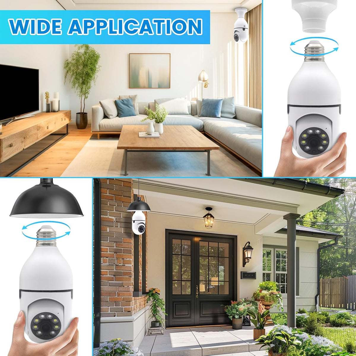 Light Bulb Security Camera, Ring 2.4G Hz WiFi Camera for Home Security with Spot Light, 24/7 Recording (2 x Light Bulb)