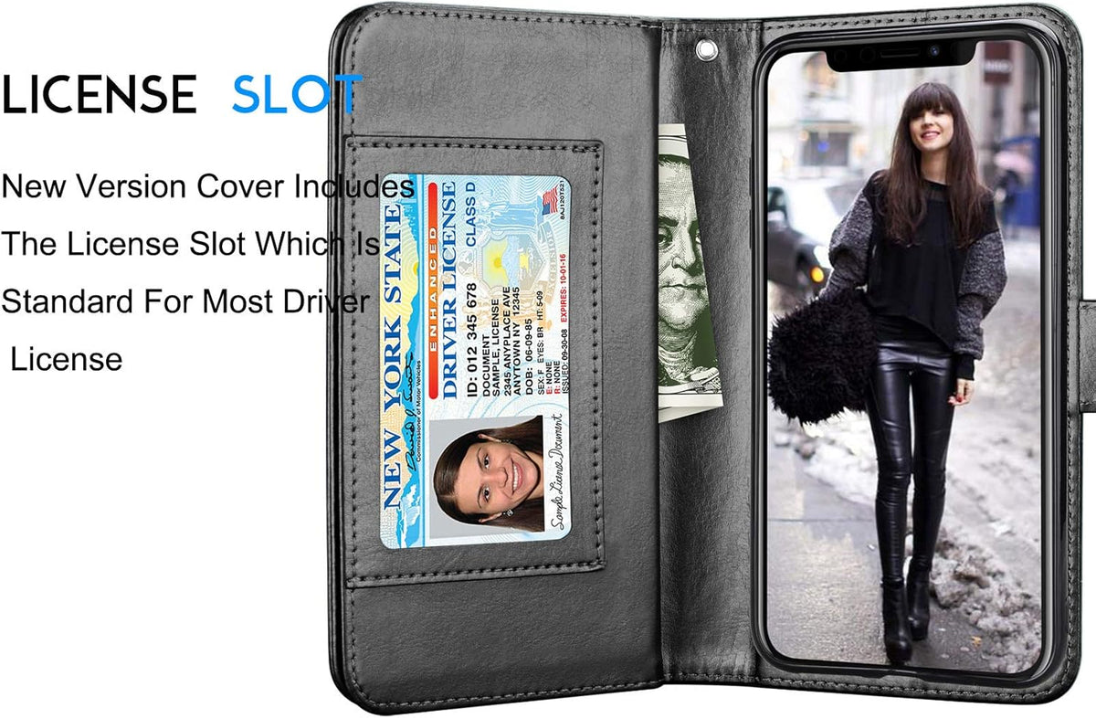 Tekcoo Wallet Case for iPhone 11 Pro, Luxury ID Cash Slots Holder, Black Detachable Magnetic