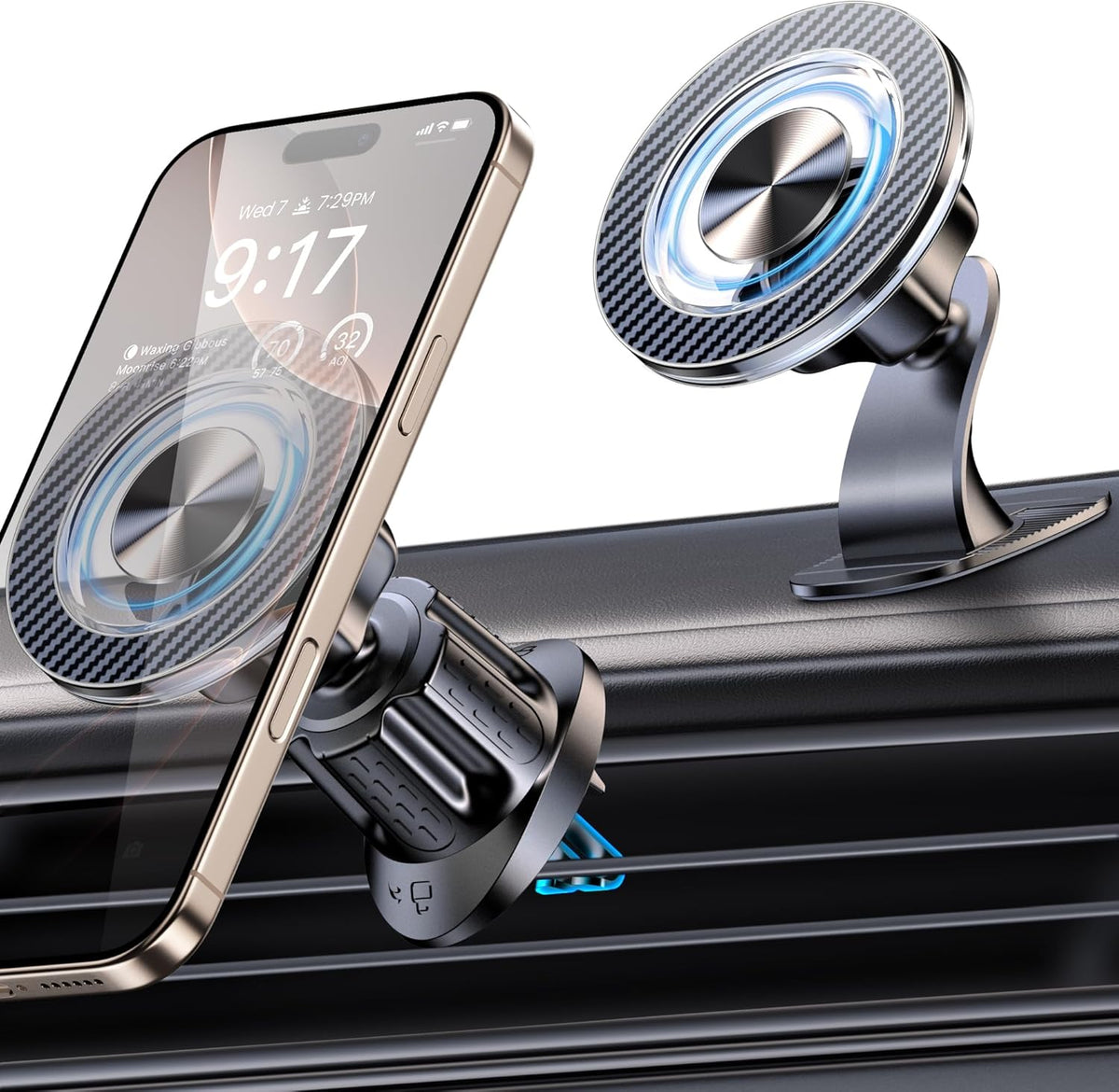 for MagSafe Car Mount Magnetic Phone Holder for Car [2025 Upgraded 22X Magnets & Double-Hooks] Phone Holders for Your Car Stand for Dashboard Vent GPS for iPhone 16/15/14/13/12 Android etc
