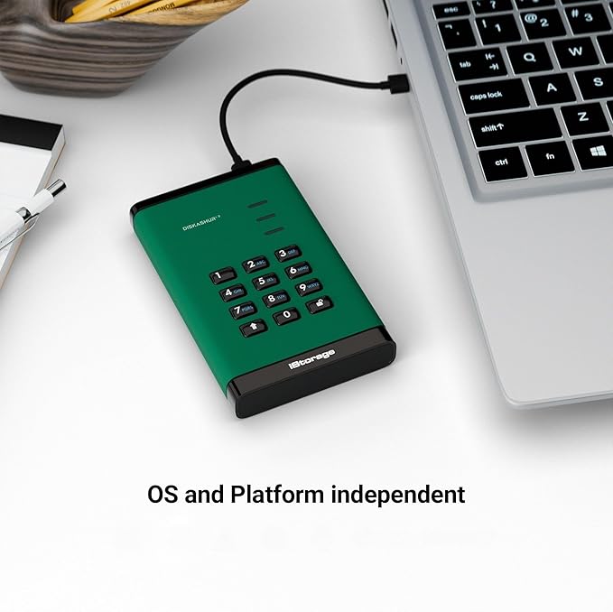 iStorage diskAshur3 SSD 2TB Green - Secure Portable Solid State Drive - Password Protected - Dust &amp Water Resistant - Hardware Encryption