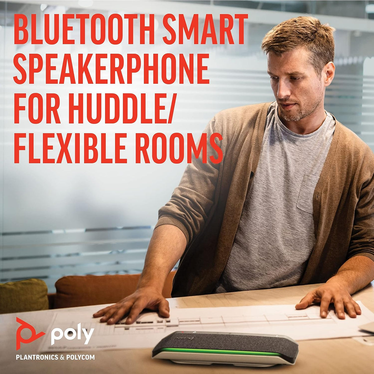 Poly - Sync 40 Smart Speakerphone (Plantronics) - Flexible Work Spaces - Connect to PC/Mac via Combined USB-A/USB-C Cable and Smartphones via Bluetooth - Works with Teams, Zoom & more,Black