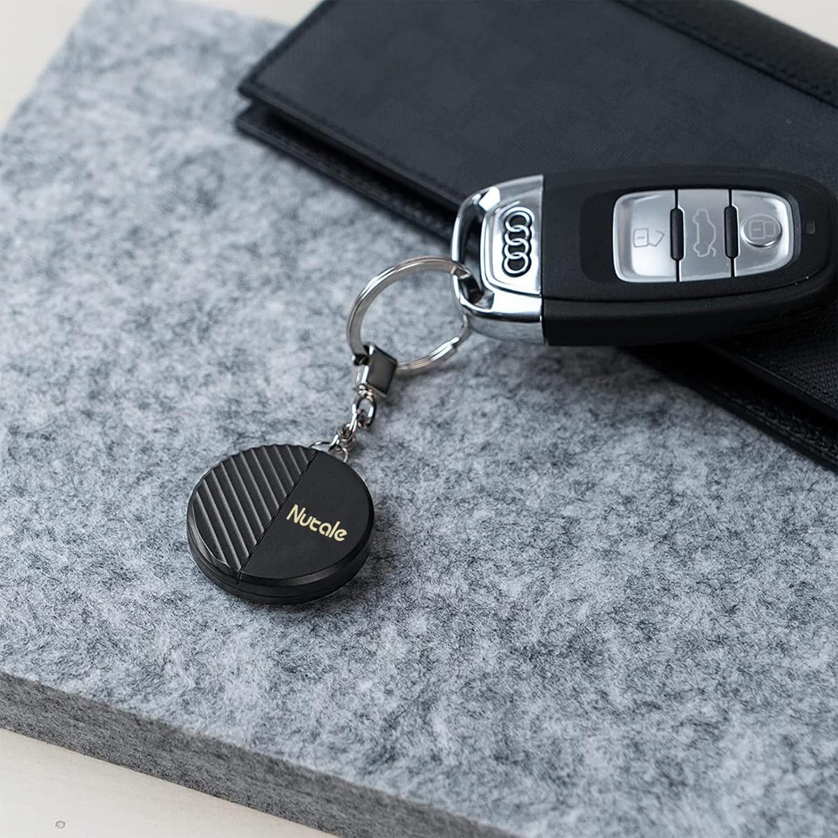 Mate Key Finder, Bluetooth Tracker with Key Chain for Keys, Pets, Wallets, Tablets, Batteries Included (4)