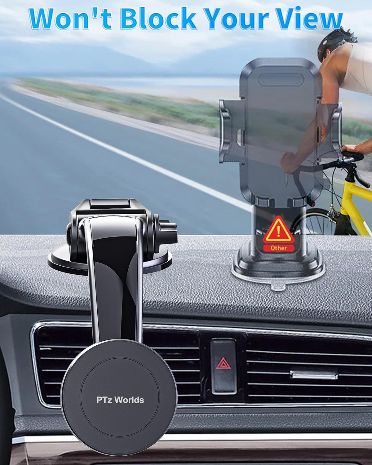 PTz Words for MagSafe Car Mount - Magnetic Phone Holder for Car, Suction Cup, High Heat Resistant, Super Strong Magnets, Compatible with iPhone, Galaxy & Other Smartphones
