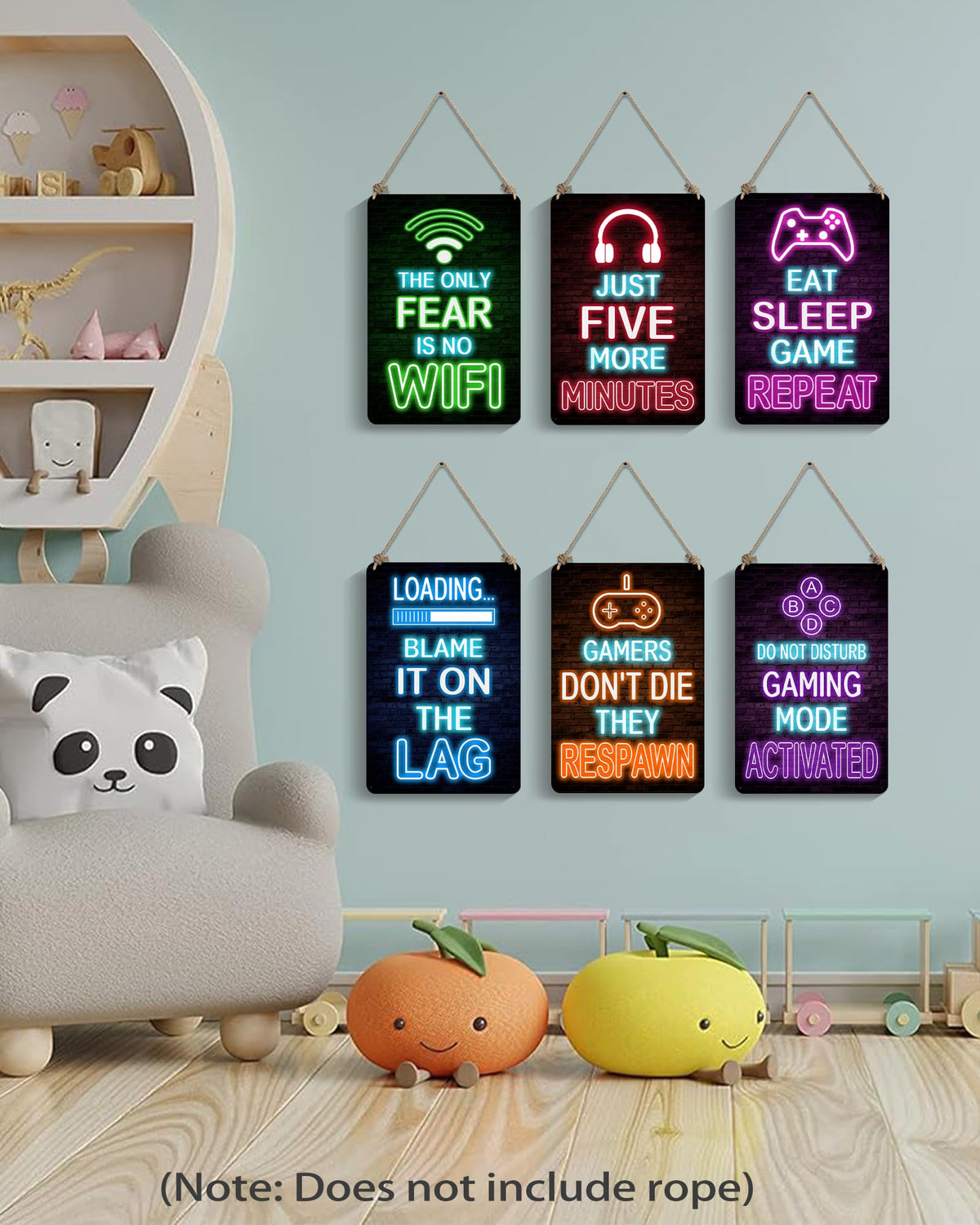 Drsoum Video Gamer Room Decor for Boys Gaming Wall Decor Neon Gaming Room Metal Sign 12 x 8 Inch Set of 6 - Gamer Wall Decor Teenage Boy Room Decor