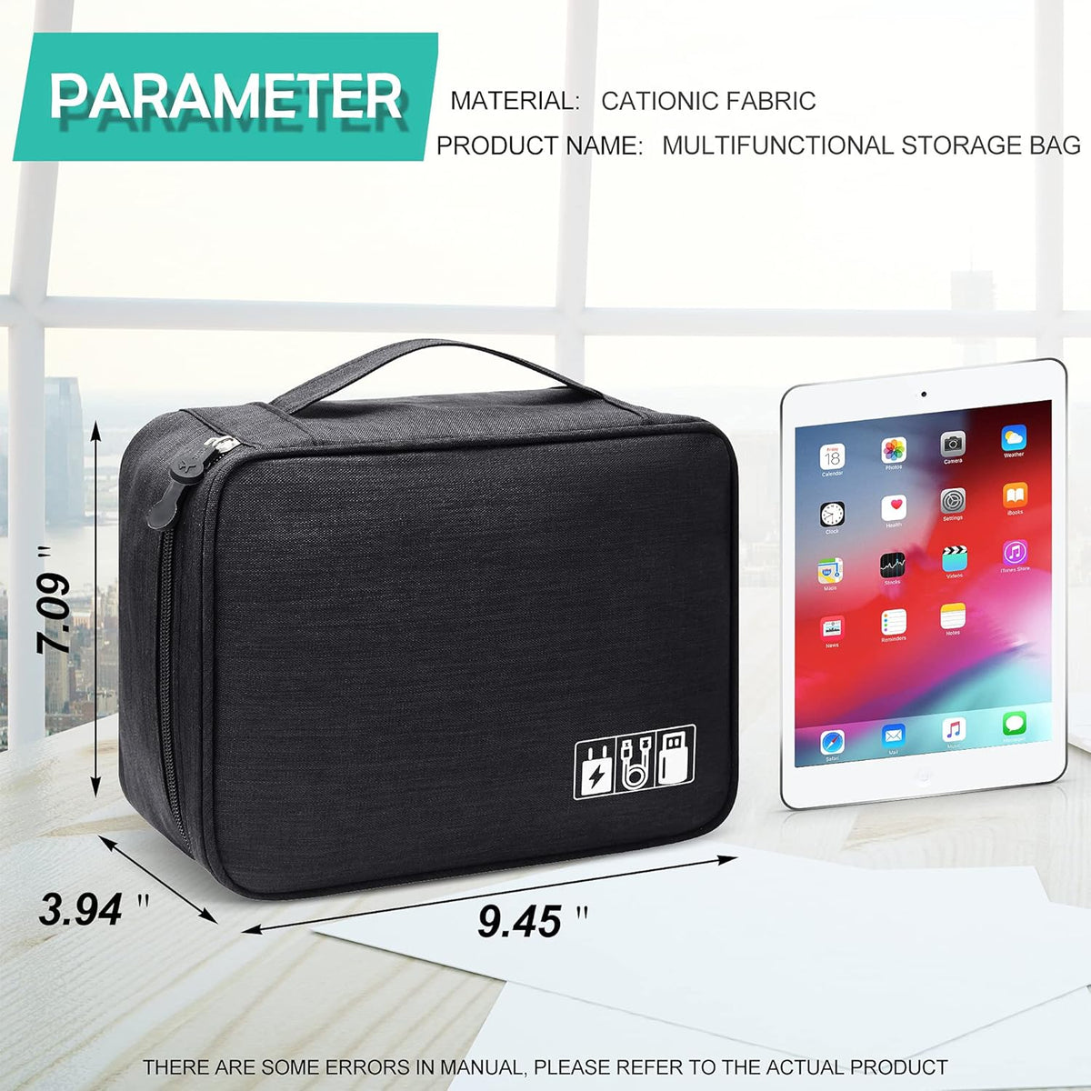 Electronics Organizer Travel Bag, Waterproof Portable Digital Storage Case for Cables & Accessories