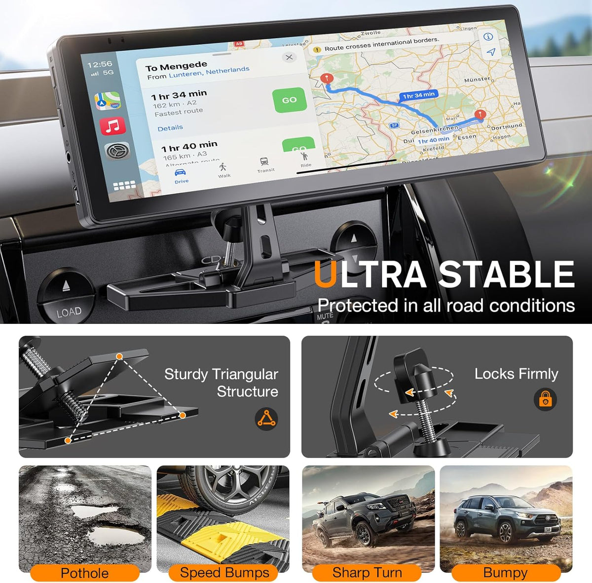 iGoevo 7"10.26" Extended Arm CD Slot CarPlay Screen Mount Higher Viewing Position for Better Visibility, Extra
