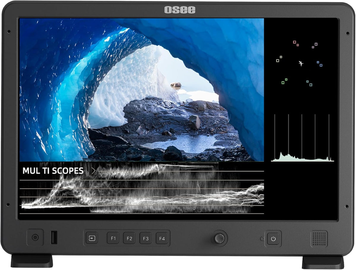 osee Mega 15S 15inch 1500 Nits Higher Bright Pro HDR Field Production Monitor Camera Assist Monitor with Battery Plate C-Stand Cheese Plate and Portable Hooded Case