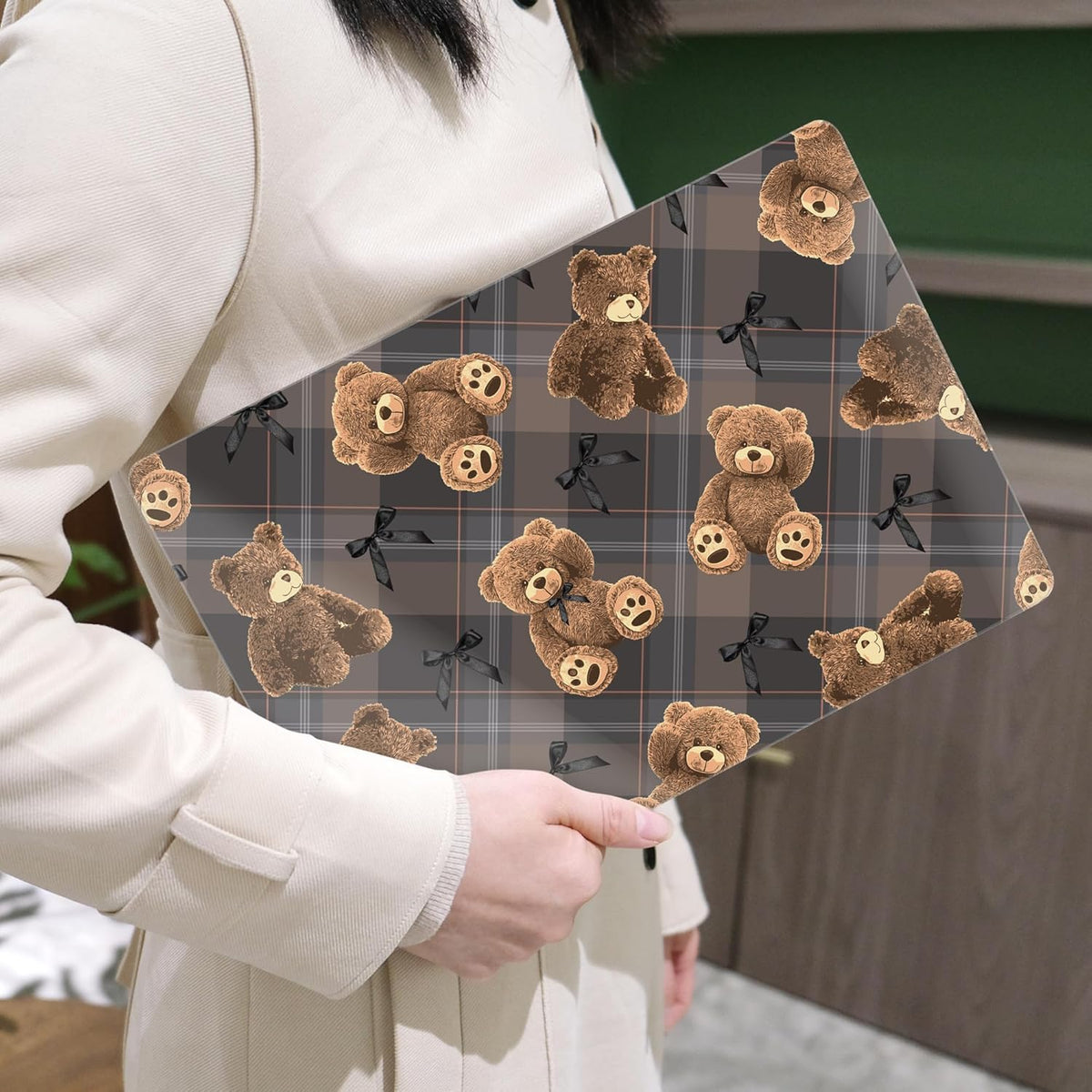 MEEgoodo for MacBook Air 13.3 inch Case 2021 2020 2019 2018 A2337 M1 A2179 A1932, Laptop Shell for MacBook Air M1 with Keyboard Webcam Cover & Trackpad Film & Type C Adapter,Cute Little Bear