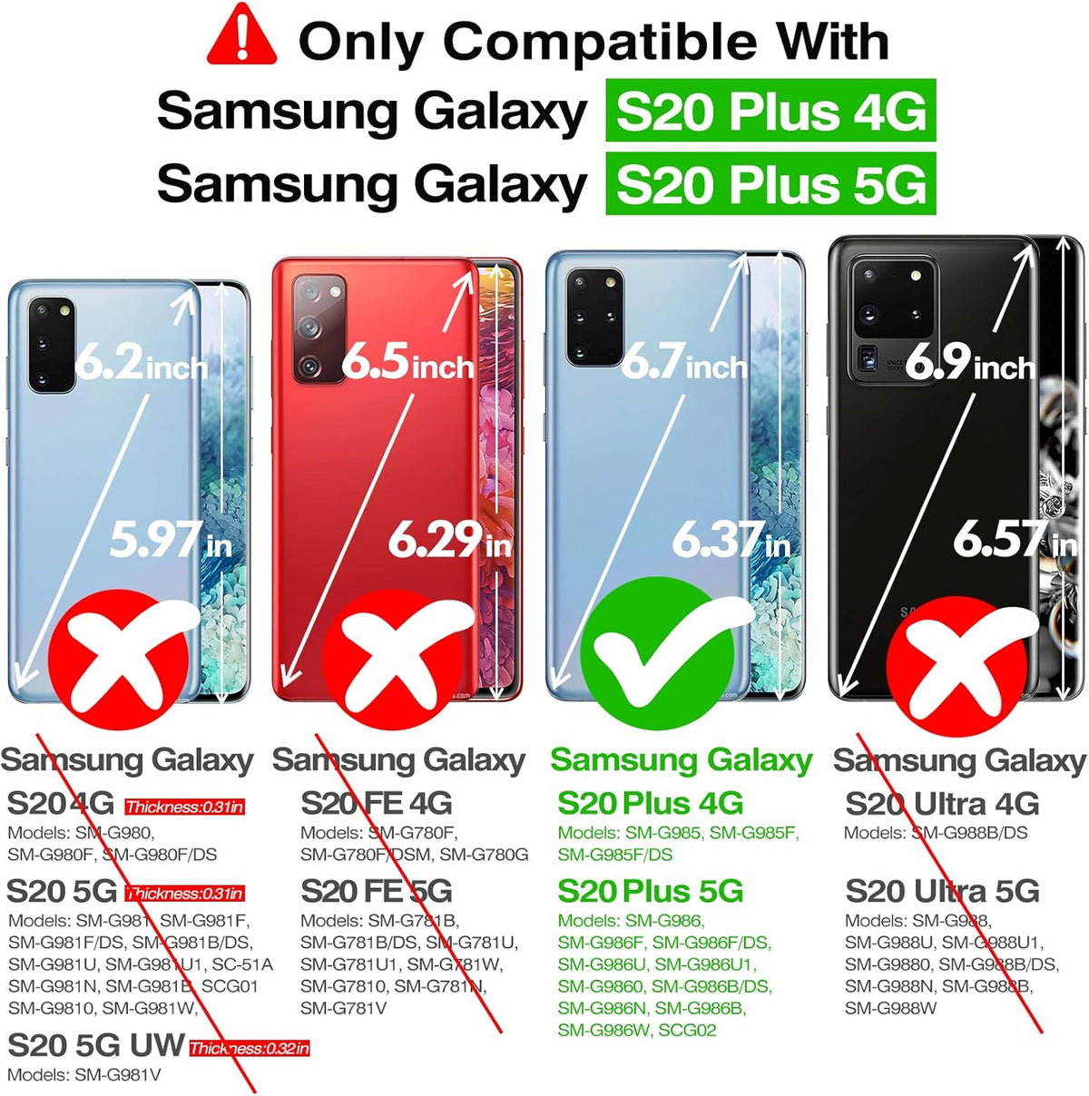 Rayboen for Samsung Galaxy S20 Plus Case, Crystal Clear Shockproof Protective Durable Slim Fit Phone Cover for Galaxy