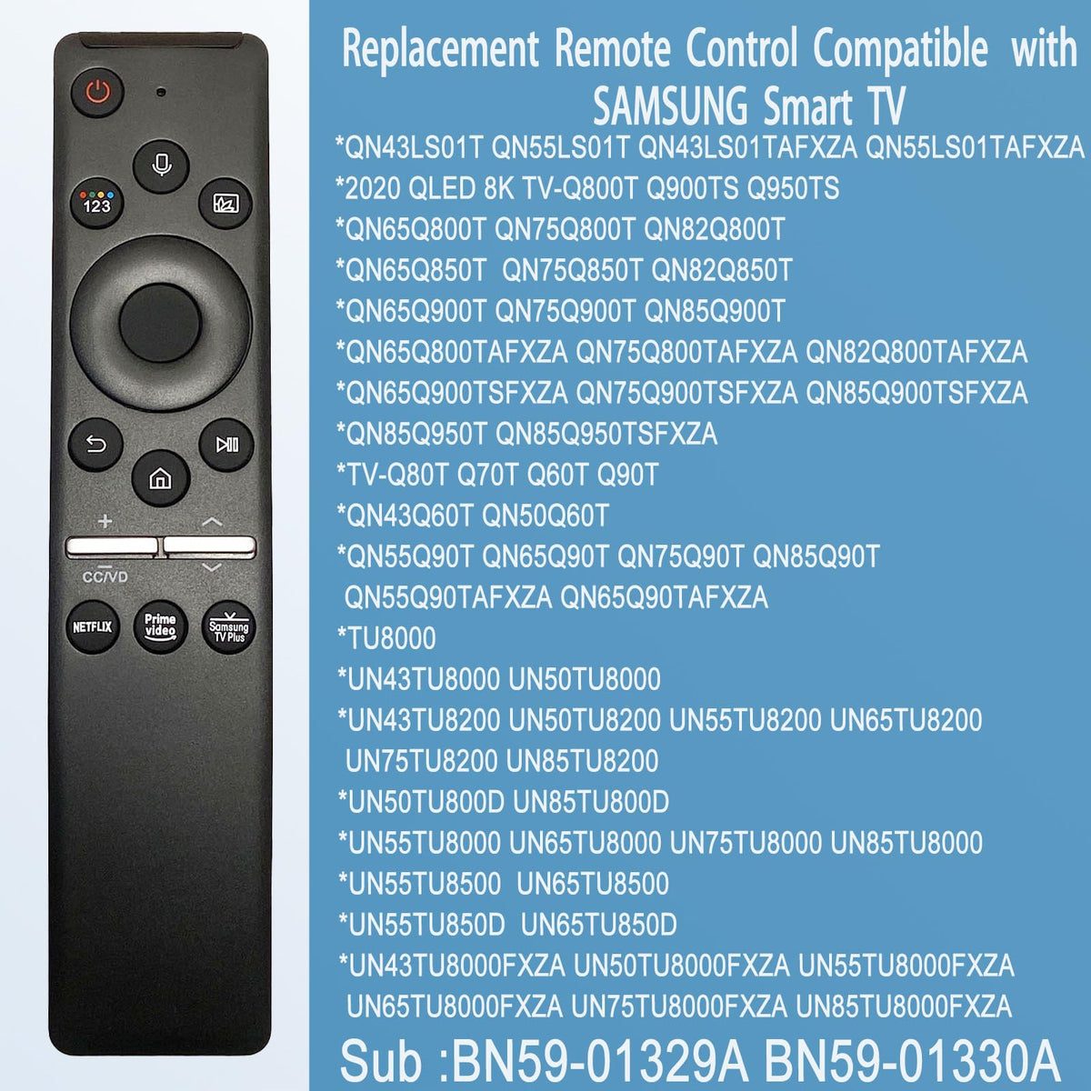 BN59-01329A BN59-01330A 2 in 1 Replacement Voice Remote Compatible with Samsung TV QN43LS01T QN55LS01T QN43LS01TAFXZA QN55LS01TAFXZA 2020 QLED 8K