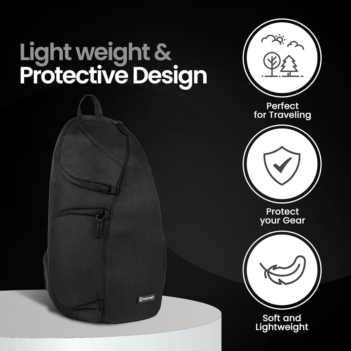 Tamrac Jazz 76 v2.0 Camera Sling Bag, Photography Backpack, Camera Case for Photography Accessories, Compact Camera Shoulder Bag for DSLR and Mirrorless Cameras, Crossbody Camera Bag – Black