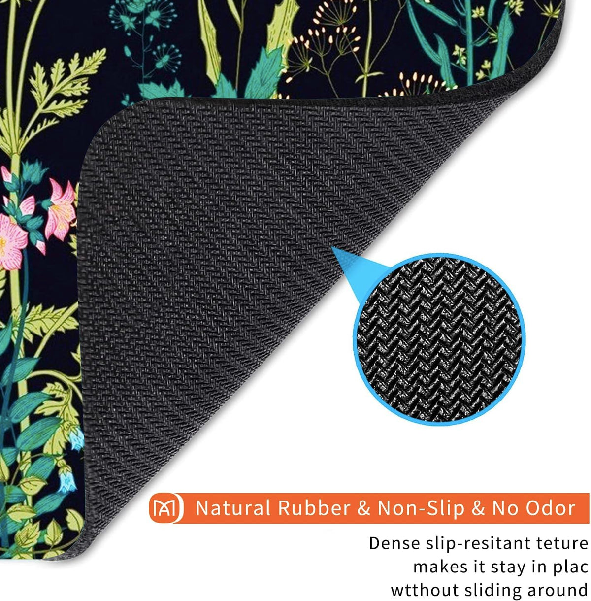 Square Mouse Pad Midnight Flowers,Personalized Premium-Textured Custom Mouse Mat Design,Washable Mousepad Cloth,Non-Slip Rubber Base Computer Mouse Pads for Wireless Mouse
