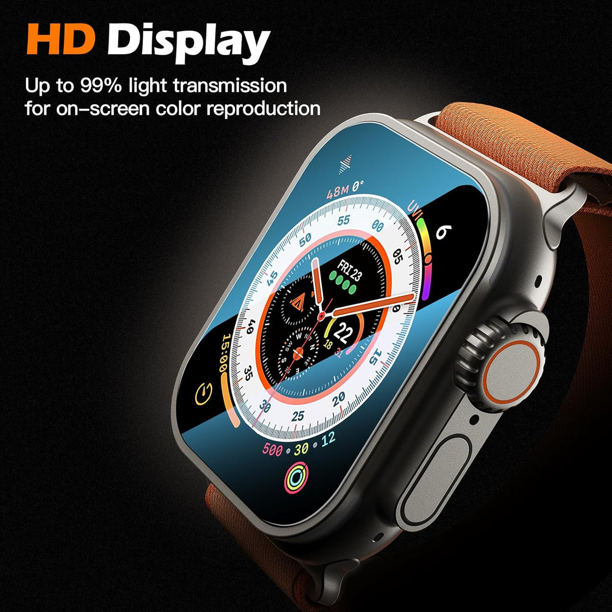 Misxi [2 Pack] Tempered Glass Screen Protector for Apple Watch Ultra 2/49mm, Auto Alignment Tool Kit for Easy