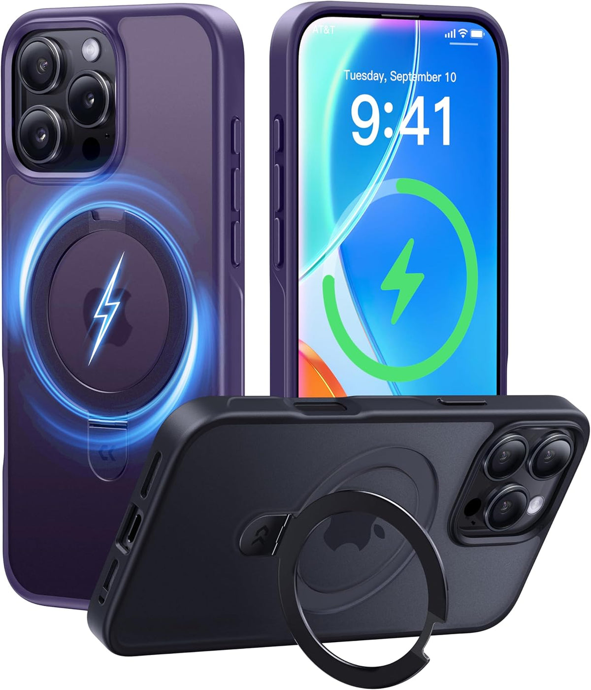 CASEKOO Designed for iPhone 16 Pro Max Case with Magnetic Invisible Stand [Military Drop Protection] [Compatible with MagSafe] Shockproof Slim Translucent Matte Promax Case 6.9 Inch, Purple
