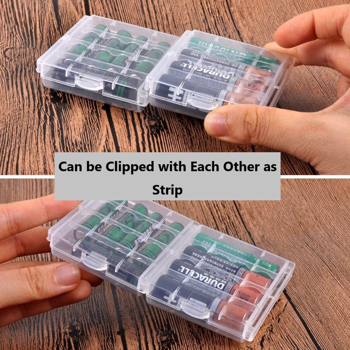 Battery Organizers for AA/AAA, Compact Portable Storage Cases, Insulative Plastic Clear Battery Holders (20 PCS)