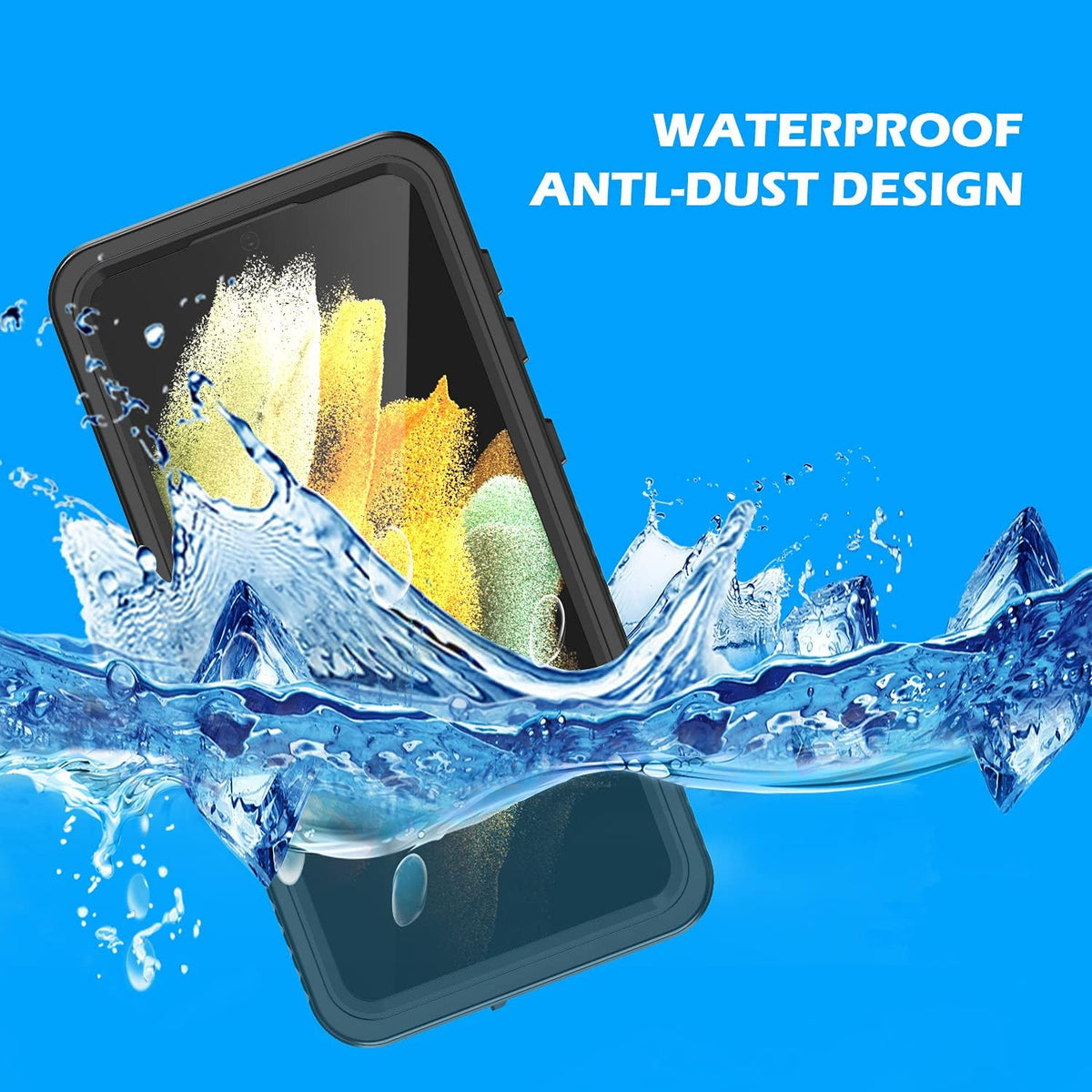 Samsung Galaxy S21 Waterproof Case, IP68 Certified Dustproof Shockproof Rugged Cover with Built-in Screen Protector