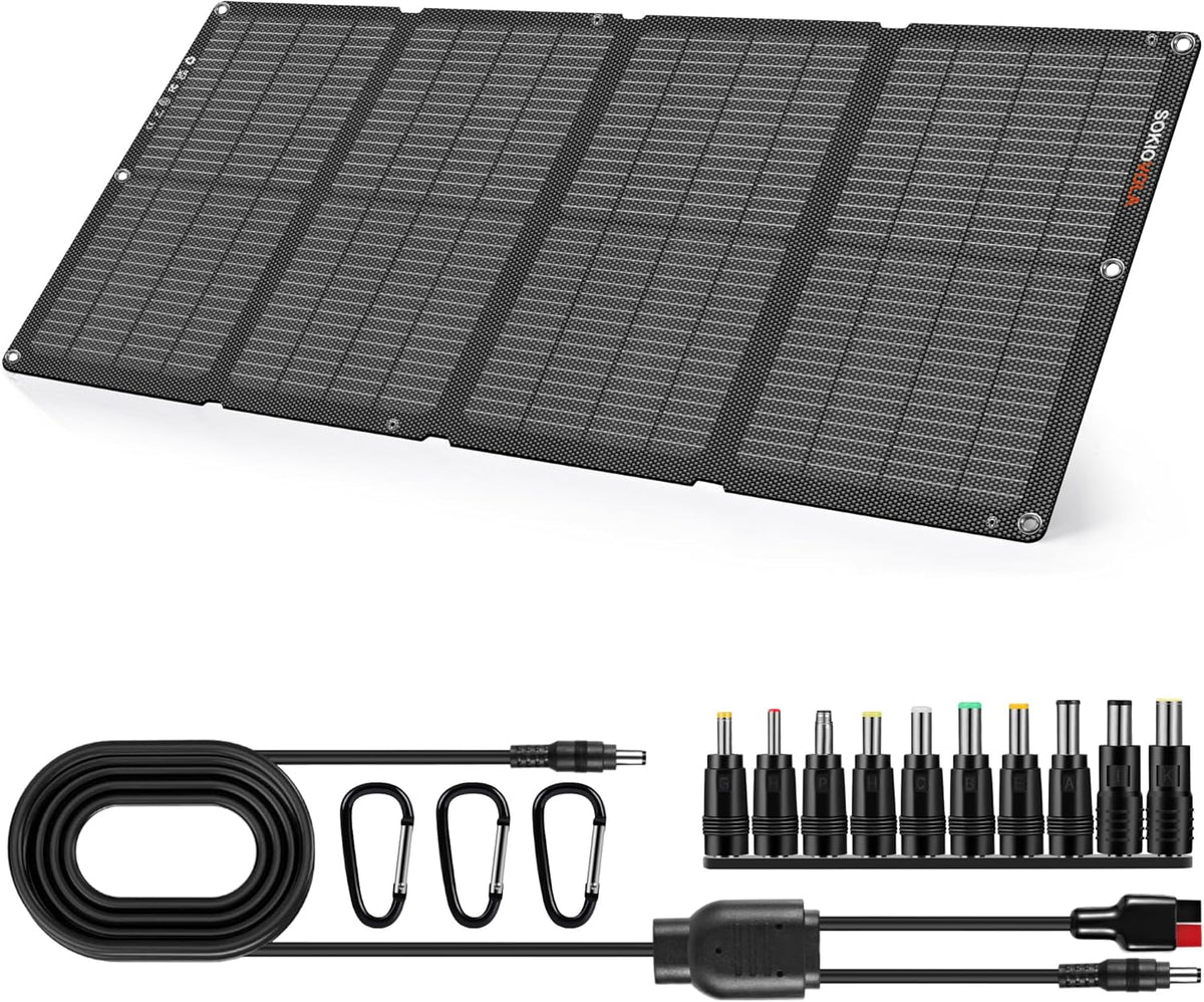 N-Type 16BB 60W Portable Solar Panels NextGen Foldable Solar Panel Charger Kit 25% Efficiency with DC USB-C USB-A Output ETFE IP68 Waterproof Solar Panel for Travel Outdoor Camping RV Trip