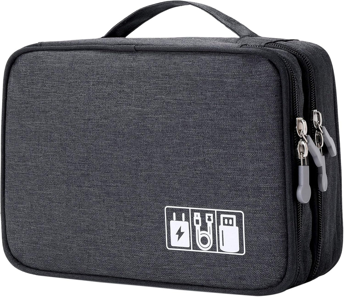 MIRLEWAIY Double-Layer Travel Cords Organizer Case for Electronic Accessories, Charger Cables, USB Sticks, Black