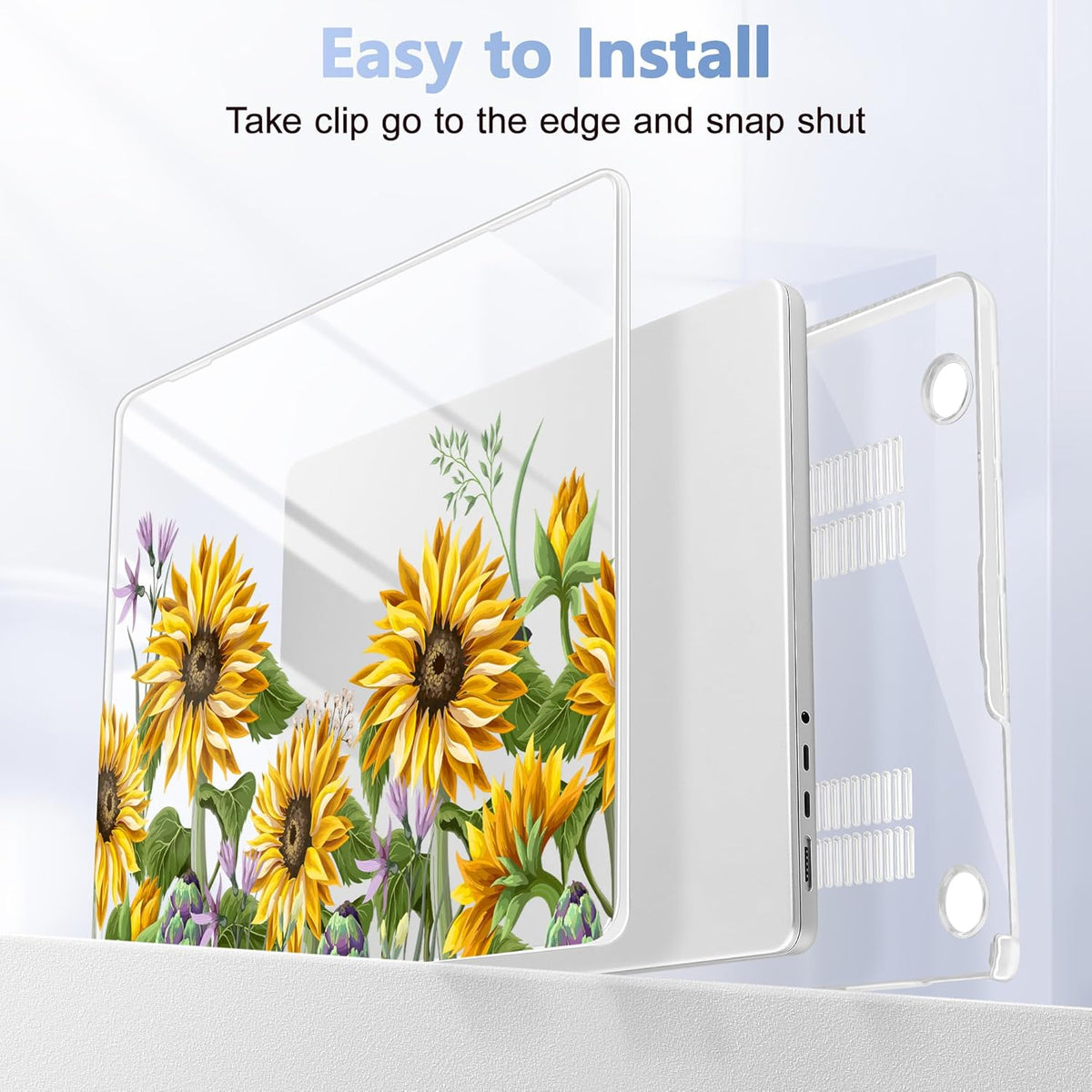 for MacBook Pro 16 inch Case 2021 2022 2023 2024 Release A3186 A3403 M4 A2991 M3 A2780 M2 A2485 M1 Pro/Max, Hard Shell Case with Screen Protector & Keyboard Cover, Sunflowers