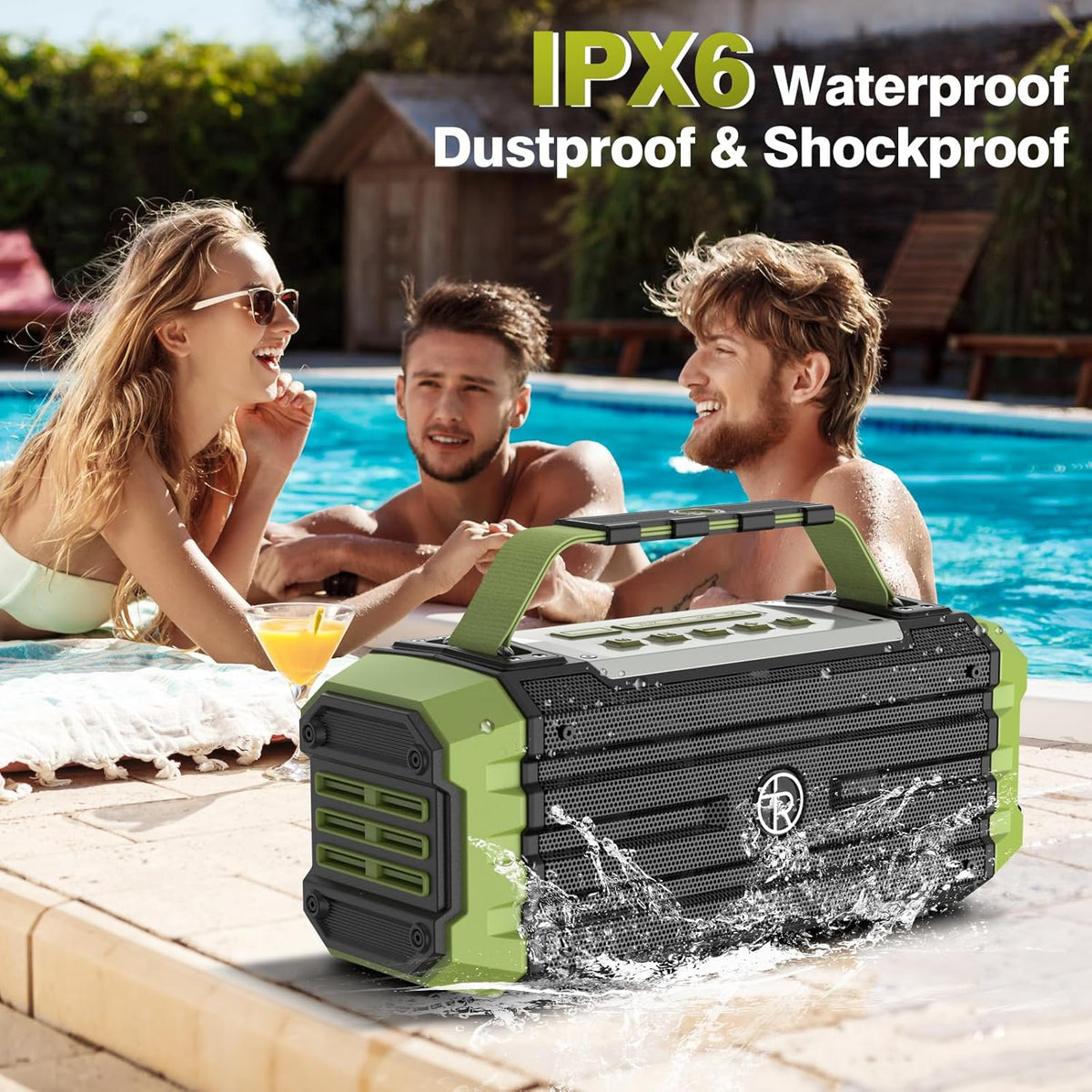 Portable Bluetooth Speaker 120W Peak 80W Wireless Speakers, TWS Pairing, Deep Bass, Hi-Fi Loud Speaker, IPX6 Waterproof, DSP Sound Boombox for Outdoor, Camping, Party, Beach