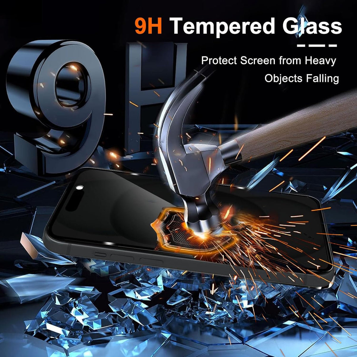 ?2+2 Pack? Privacy Screen Protector and Camera Lens Protector for iPhone 15 Pro Max, 9H Hardness Tempered Glass