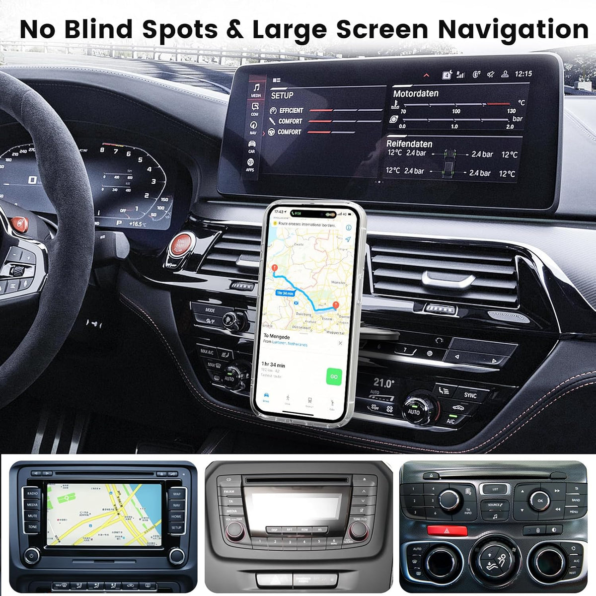 OHLPRO 15W Magsafe Car Mount Charger for iPhone 16, Fast Wireless Charging Magnetic CD Slot Holder with 3M Adhesive Base for Dashboard, Aluminum Shell, Compatible with iPhone 16/15/14 Pro Max, Black