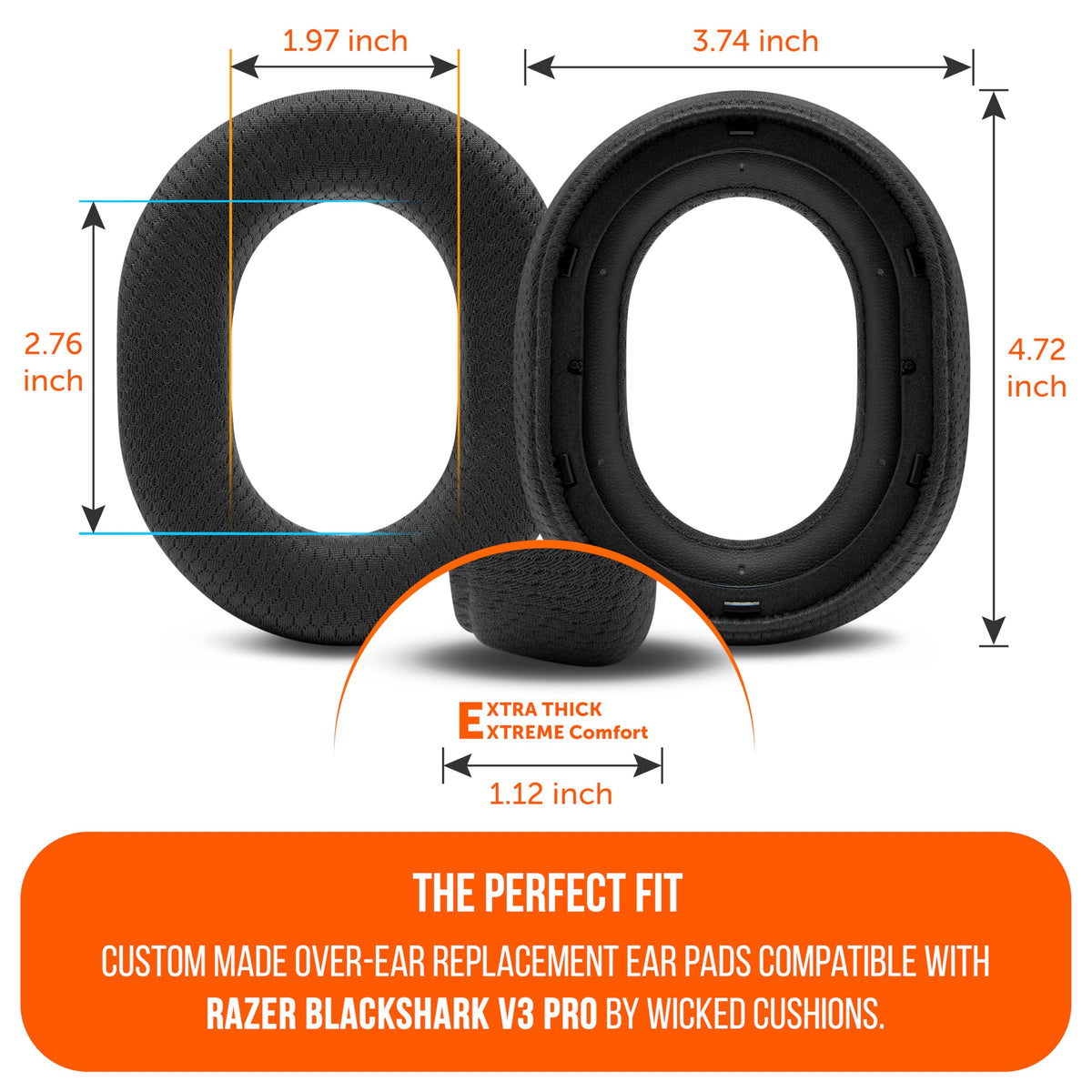 WC Freeze Blackshark V3 Pro - Cooling Gel Earpads Compatible with Razer BlackShark V3 Pro by Wicked Cushions | Enhanced Comfort, Cooling Gel