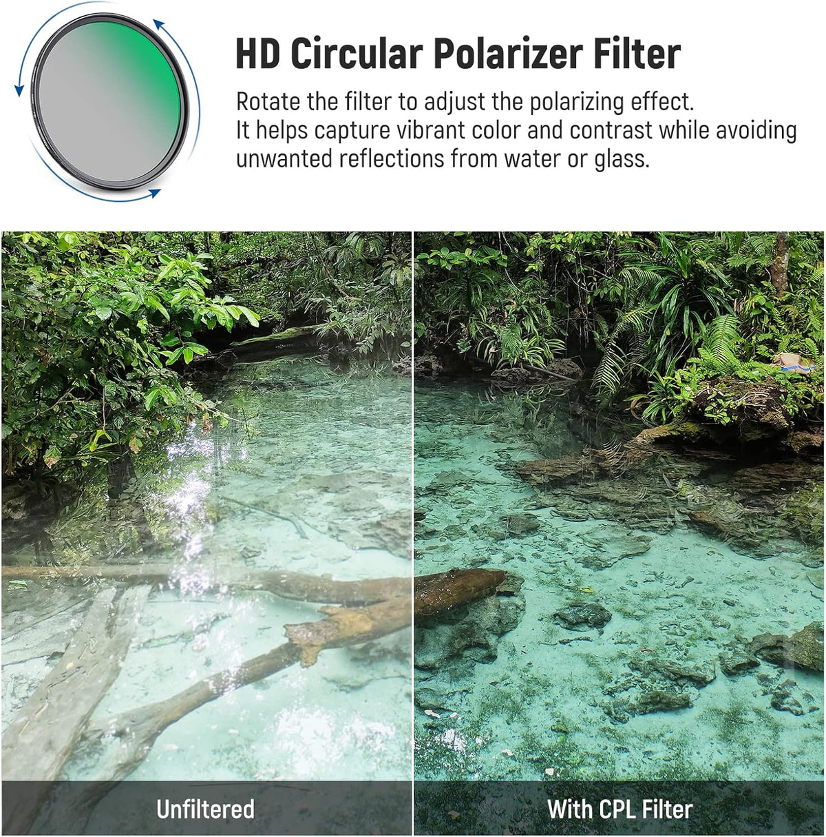 NEEWER 49mm CPL UV Lens Filter Kit, Circular Polarizer and UV Protection Filter Set with HD Optical Glass