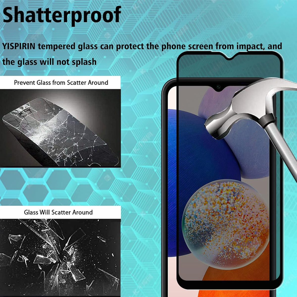 [2+2 Pack] Privacy Screen Protector for Samsung Galaxy A14 5G (2 Pack) Front Tempered Glass + (2 Pack) Camera Lens