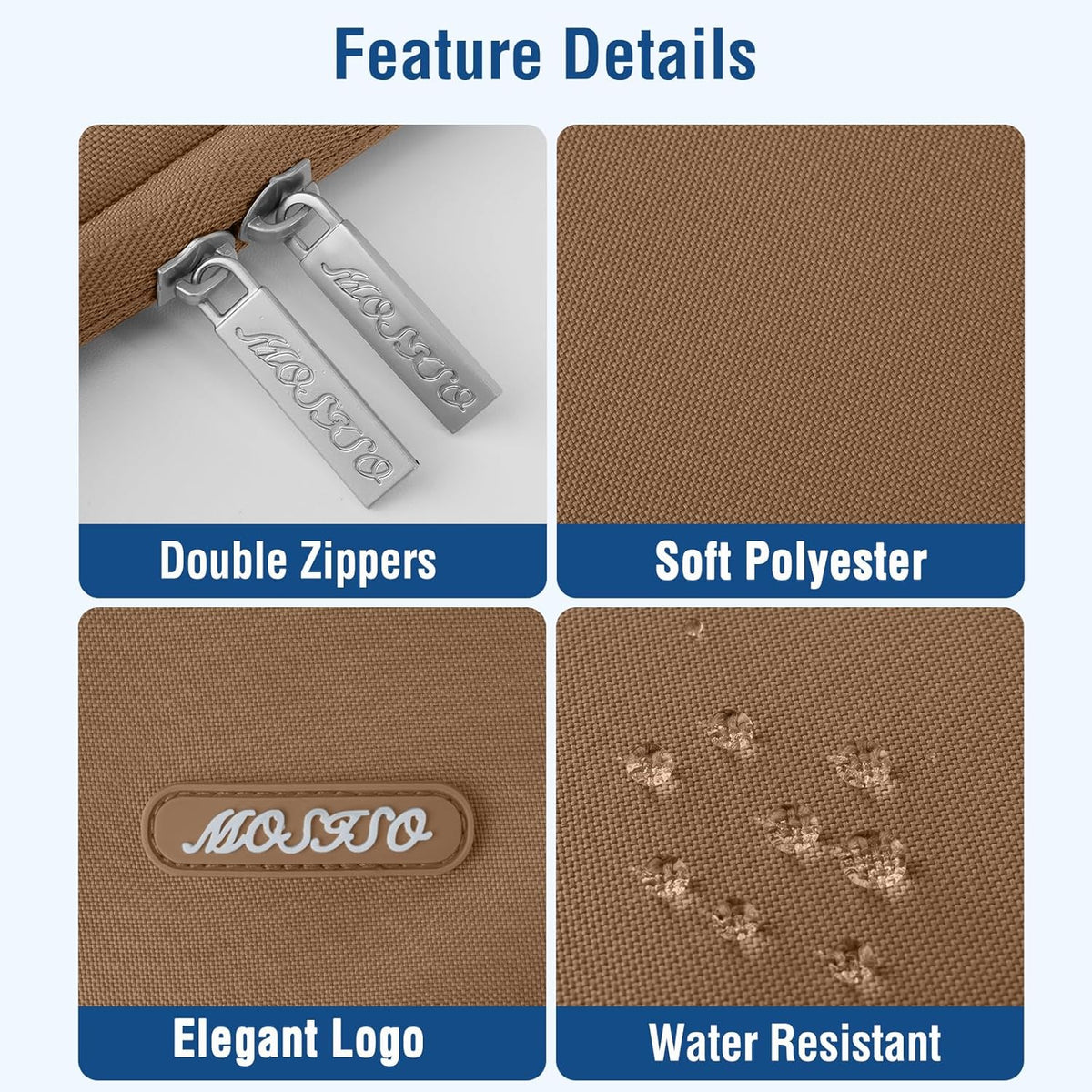 MOSISO Laptop Case 13.3 inch, 13-13.3 inch Laptop Sleeve Compatible with MacBook Air/Pro 13 / Pro 14, HP Dell ASUS Lenovo Notebook, Polyester Vertical Computer Sleeve Bag with Pocket, Mocha