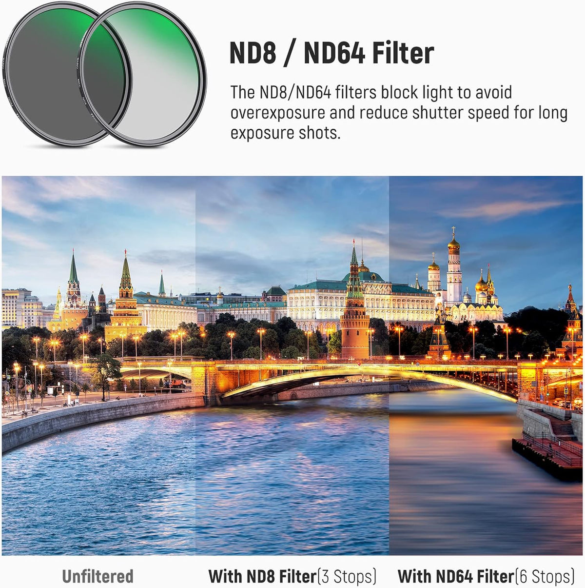 NEEWER 77mm Lens Filter Kit - ND8 ND64 CPL, Neutral Density + Circular Polarizer with 30 Layers Nano Coating