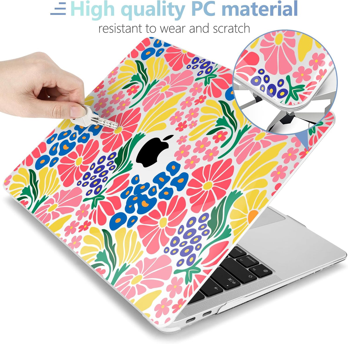 MEEgoodo for MacBook Air 13 inch Case 2021 2020 2019 2018 Released A2337 M1 A2179 A1932 with Touch ID, Plastic Hard Shell & Keyboard Cover Compatible with MacBook Air Case 13.3, Groovy Flower