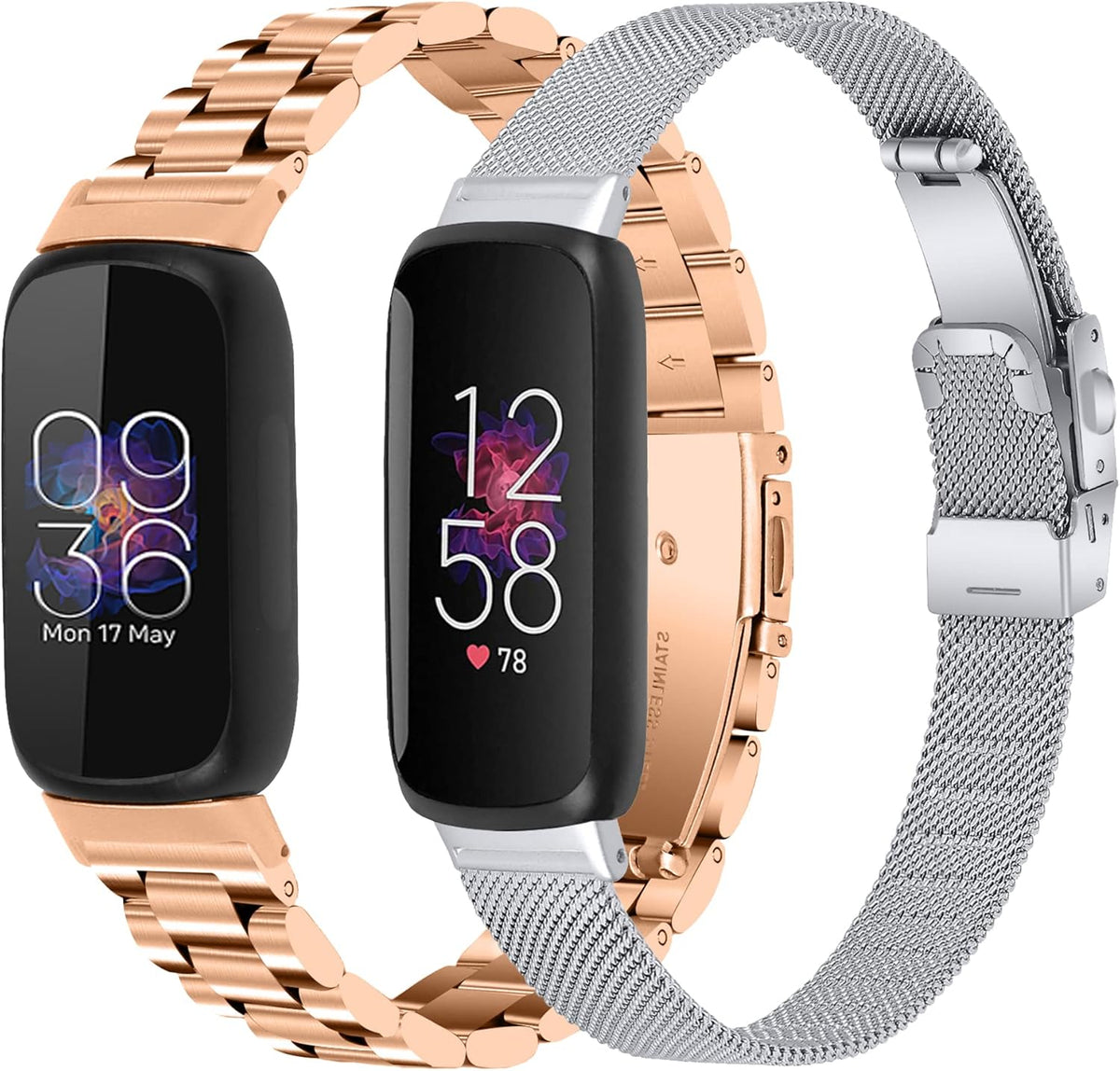 Metal Mesh Stainless Steel Loop Compatible with Fitbit Inspire 3, Adjustable Bracelet Replacement Band for Women Men