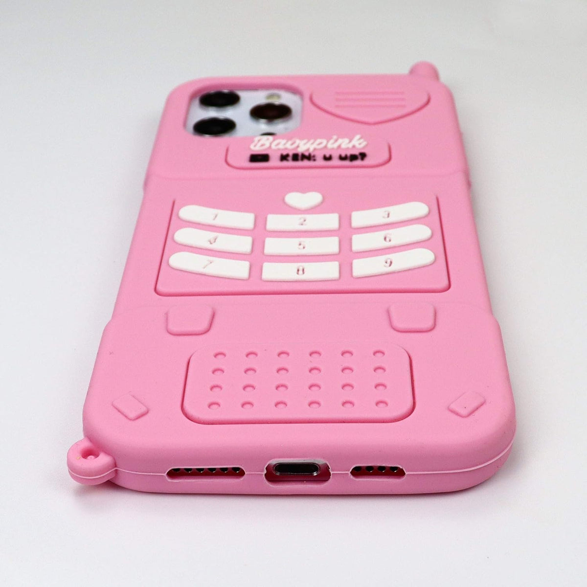3D Cartoon Retro Love Heart Case for iPhone 12 Pro Max, Soft Silicone Rubber Cover, Pink