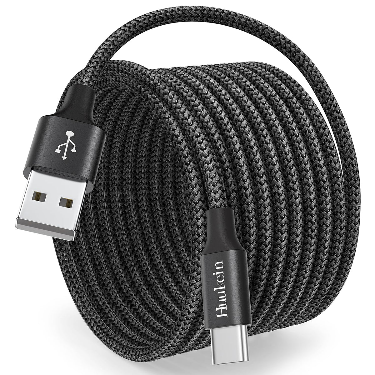 Black USB C Charger Cable 10 ft, Long USB A to USB C Cable Fast Charging Cord Braided Compatible with iPhone 15 Pro Max