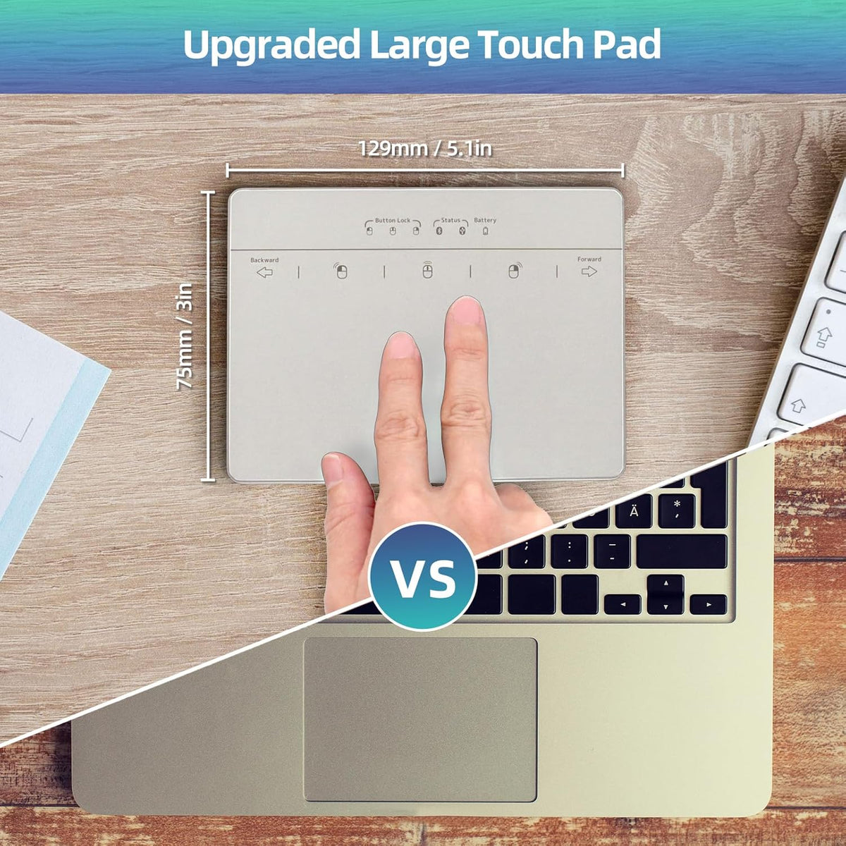 MICROPACK Digitally Yours Wired Trackpad for Windows 7/10/11, USB Trackpad with Multi-Touch Gestures, Plug-and-Play USB Touch Pad Mouse Pad Large for PC Computers & Laptops, Silver
