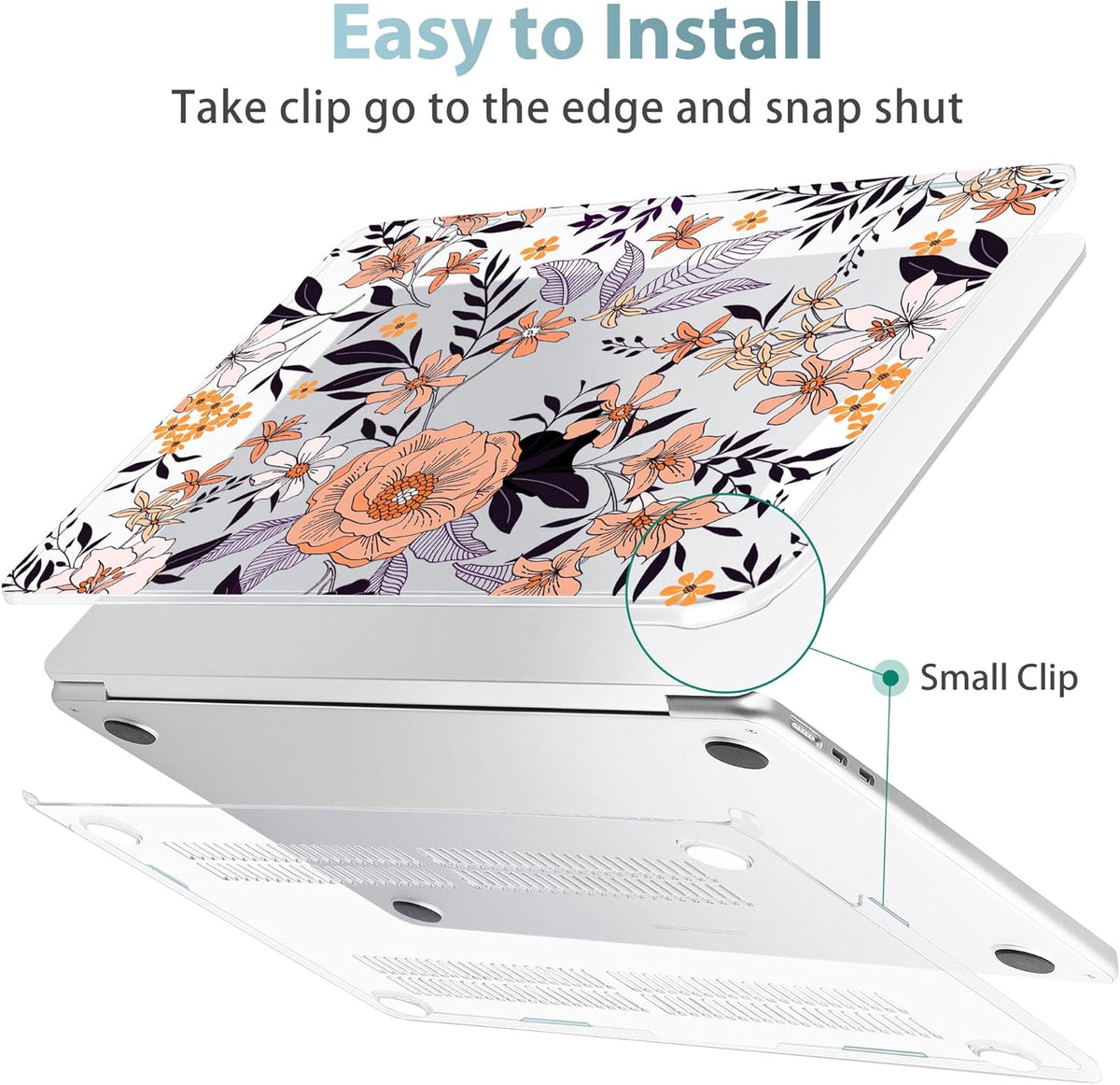 May Chen for MacBook Air 13.6 inch Case A3240 M4 A3113 M3 A2681 M2 with Retina Dispaly, 2025 2024 2023 2022 Release, Plastic Hard Shell Case with Screen Protector & Keyboard Cover, Elegant Floral