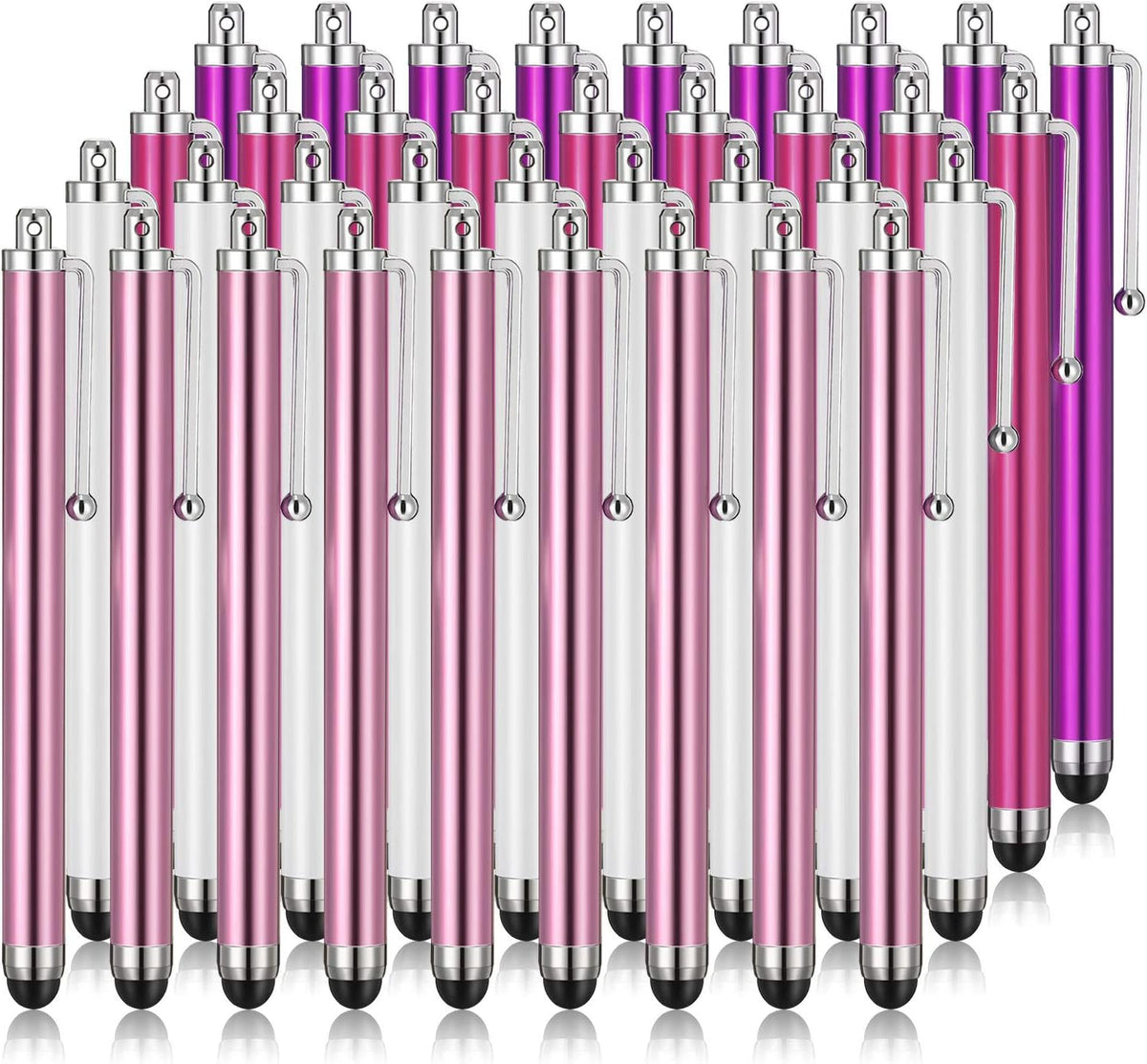 Outus 36 Pcs Stylus Pen for Universal Capacitive Touch Screens Devices, Stylus Pen Compatible with Tablet for Classroom Travel Olders Friendly(Pink, Purple, Rose Red, White)