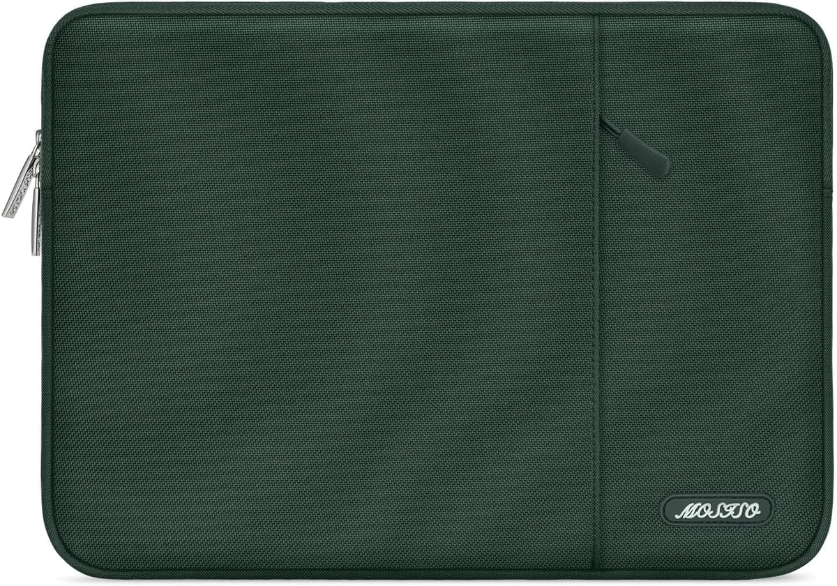 MOSISO Laptop Case 15 inch, 15 inch Laptop Sleeve Compatible with MacBook Air 15 M4 A3241 M3 A3114 M2 A2941 2025 2024 2023,Dell XPS 15,Polyester Vertical Computer Sleeve Bag with Pocket,Midnight Green