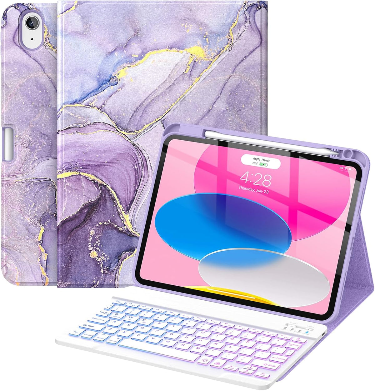 Soke iPad 10th Generation Case with Keyboard, 10.9-inch 2022, Magnetic Detachable Wireless Bluetooth & Backlit Keys