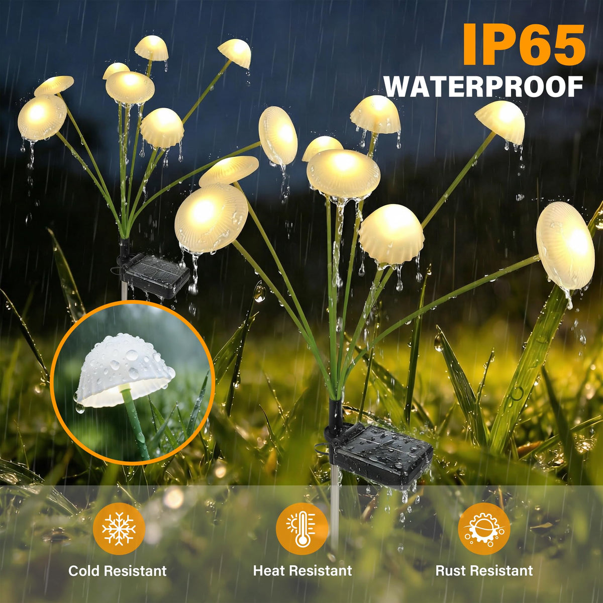 SEEWELUMI Solar Garden Lights Outdoor, 2Pack Solar Lights Garden Decor, Swaying Mushroom Lights Waterproof for Yard, Patio,Pathway Decoration,Gifts