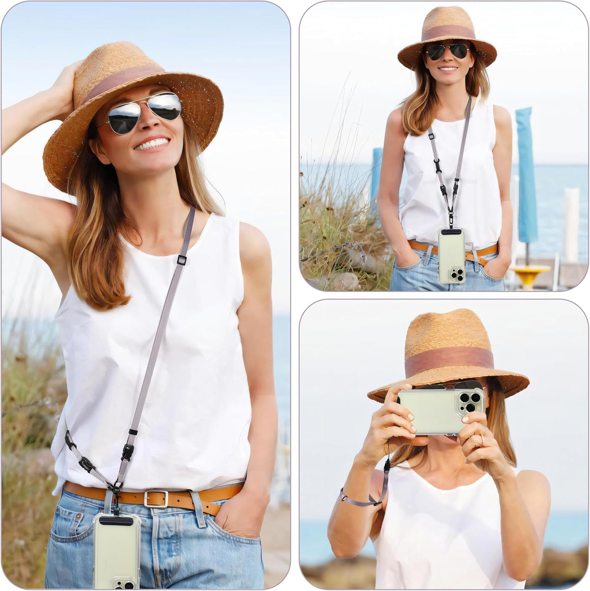 Cell Phone Strap Adjustable Wrist Strap Crossbody Cellphone Holder Extra Long Phone Lanyard Wrist Lanyard (Lavender Grey)